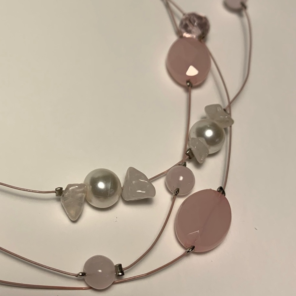 Pink Bead, Pearl & Rose Quartz Multi-Strand Necklace